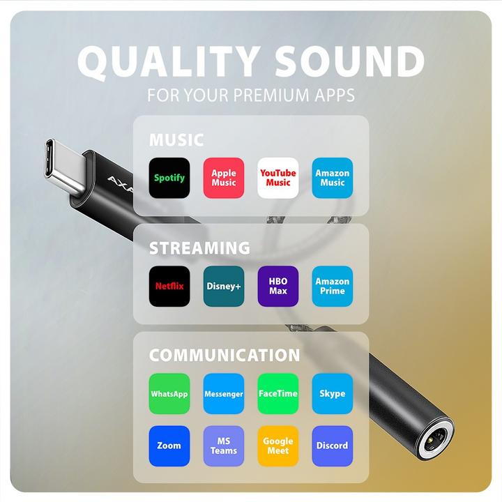 Immagine prodotto Axagon ADA-HC Adattatore audio Hi-Res USB-C - jack da 3,5 mm, 32 bit, 384 kHz (USB-C)