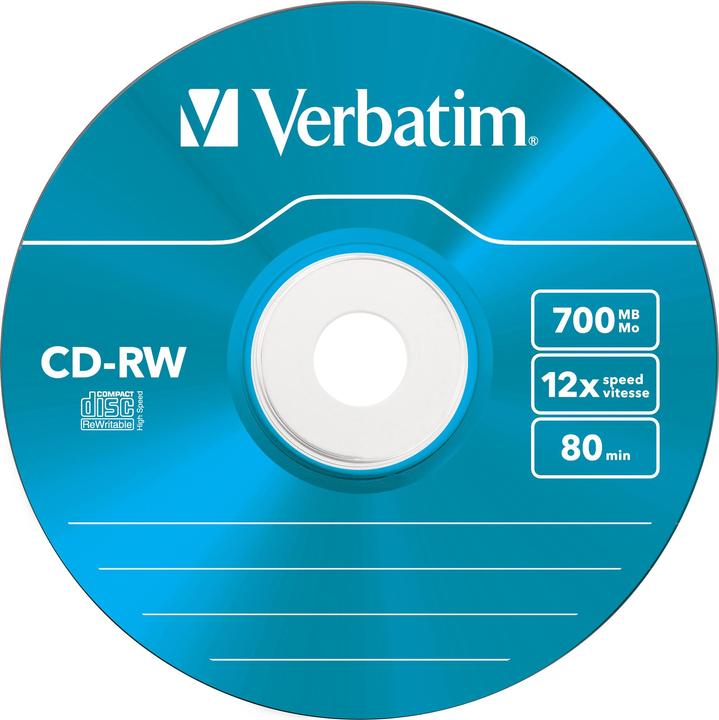 Produktbild Verbatim CD-RW, 12x, 700MB, 5er Pack, Colour (5 x)