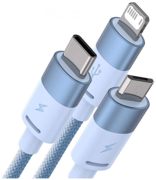 Produktbild Baseus 3in1 USB cable StarSpeed Series, USB-C + Micro + Lightning 3,5A, 1.2m (Blue) (1.20 m, USB 3.0)