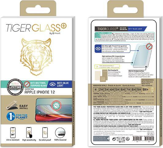 Produktbild Muvit Tiger Glass Plus Verre Anti Lum Bleue Anti Bact Iphone 12 Mini (1 Stück, Apple iPhone 12 mini)