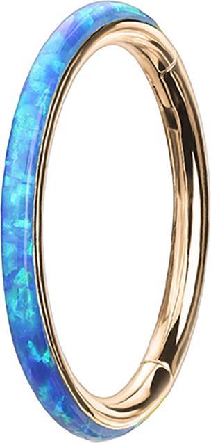 Star Piercing Micro Segmentring klappbar rosegold seitlich Opal streifen blau (ohne Messing, Chirurgenstahl 316L)