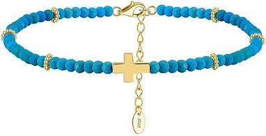 JVD - Blue beaded bracelet with a cross SVLB0432XK1GT24