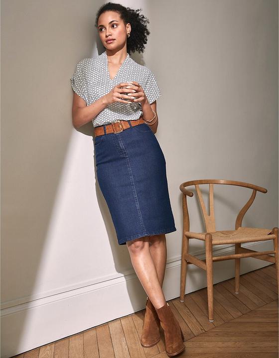 Actual product image Anne Weyburn Stretch denim denim skirt (38)