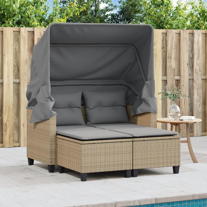 Actual product image VidaXL 2-seater garden sofa with roof and stools