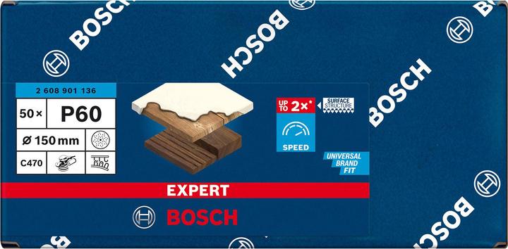 Produktbild Bosch Professional Zubehör EXPERT C470 Schleifpapier Mehrloch für Exzenterschleifer, 150 mm, G 60, 50-tlg. (60)