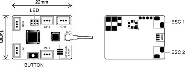 Actual product image FrSky Empfänger Archer Plus SR6mini-E 2,4 Ghz