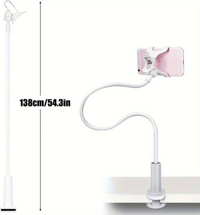 Image du produit PhoneLook Support flexible et ajustable pour téléphone portable 1,3 mètre avec pince universelle pour bord de