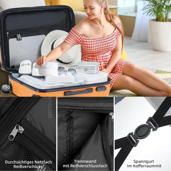 Produktbild Beibye 3-teiliges Hartschalenkoffer-Set (Handgepäck (bis 50l), M (50 - 90l), L (90 - 115l))
