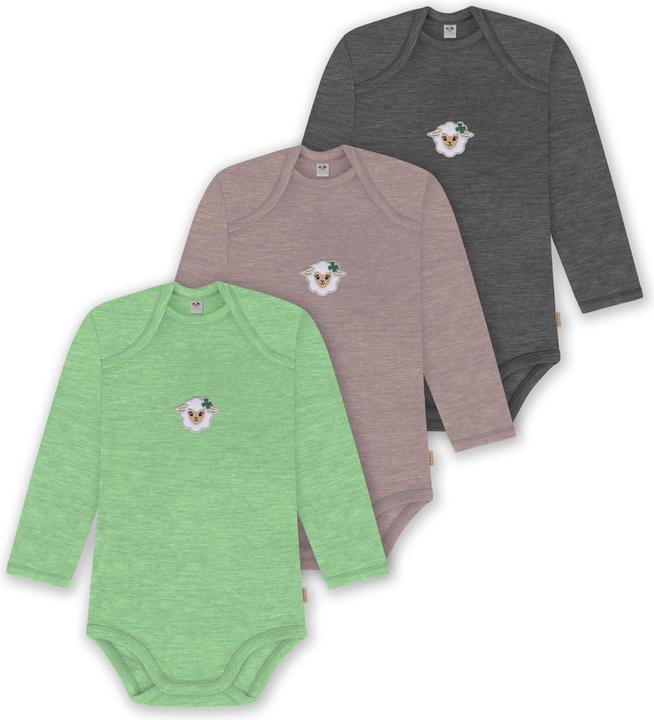 Normani 3er Pack Baby Merino Body Langarm „Auckland" - 9383