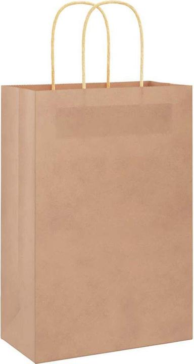 Produktbild VidaXL Kraftpapiertüten 250 Stk. mit Henkel Braun 22x11x31 cm Papiertüte (Geschenktüte, 250 x)