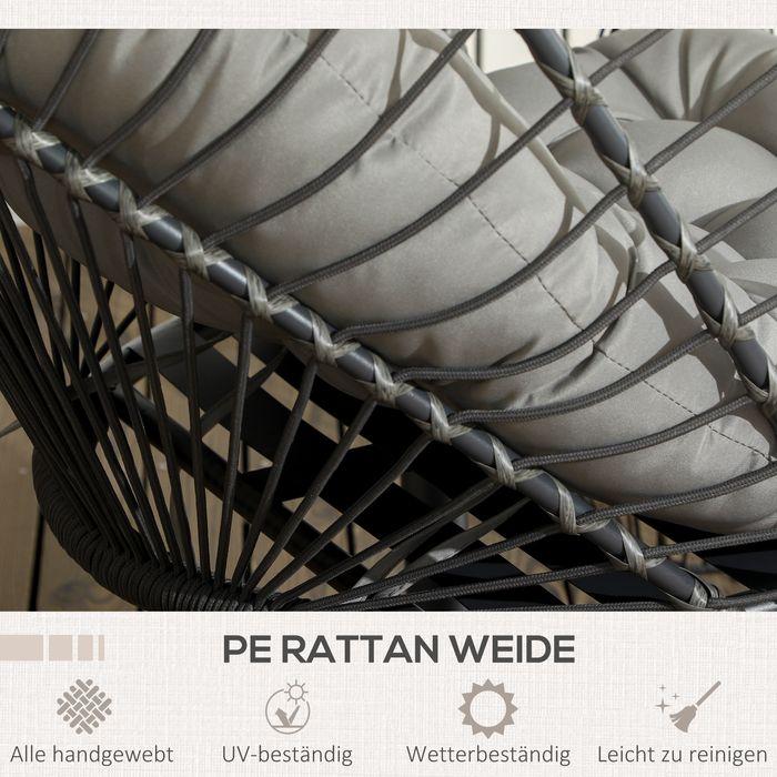 Actual product image Swisshandel24 Rattan Hängesessel 194 cm klappbar, Indoor Outdoor, bis 100 kg hellgrau (100 kg)
