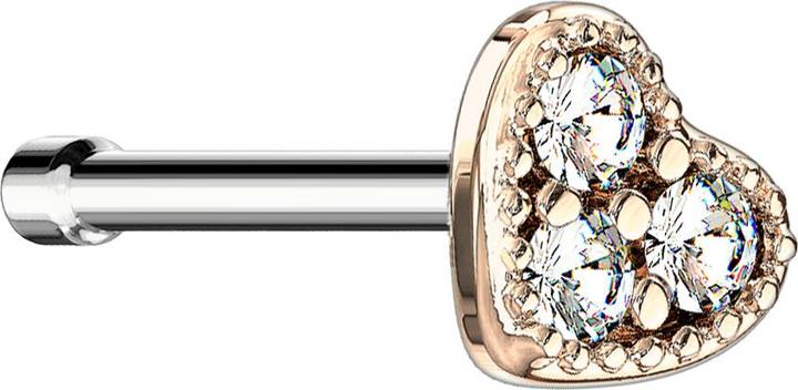 Immagine prodotto Star Piercing Nasenstecker gerade rosegold Herz Kristall silber (Ottone, Acciaio chirurgico 316L)