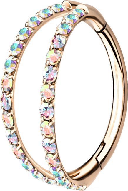 Produktbild Star Piercing Micro Segmentring klappbar rosegold zwei Ringe mit Kristallen (ohne Messing, Titan G23)