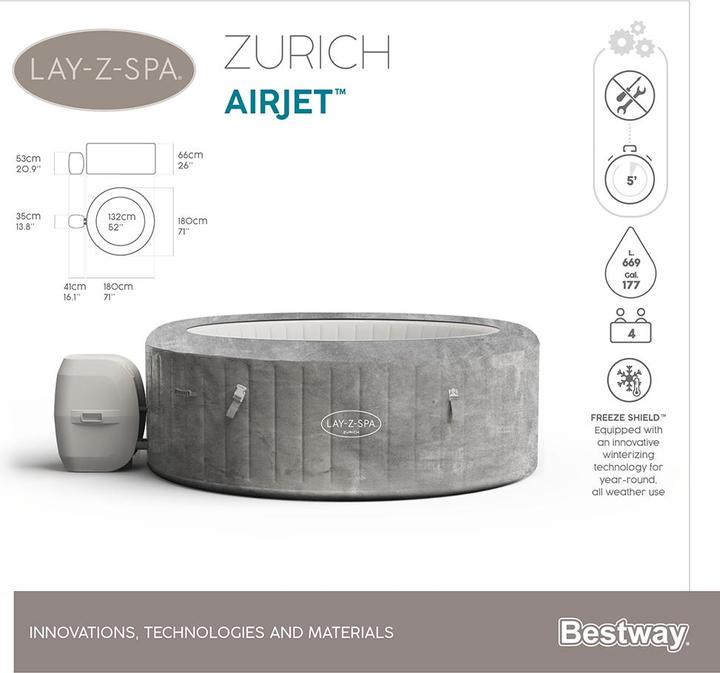 Produktbild Bestway Lay-Z-Spa Zürich 180x66cm Airjet (4 Pers.)