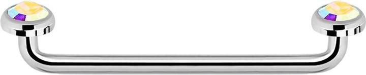 Produktbild Star Piercing Surface Barbell Innengewinde silber 90° mit zwei Scheiben Kristall multicolor (Chirurgenstahl 316L)