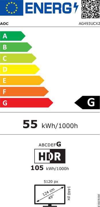 Label énergétique AOC Agon AG493UCX2 (5120 x 1440 pixels, 48.80")