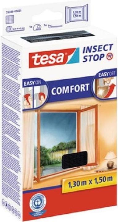 Produktbild tesa 2x Insektenschutz COMFORT für Fenster, mit Klettband, selbstklebend, ohne Bohren (130 x 150 cm)
