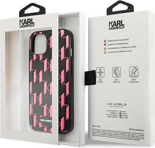Productafbeelding Karl Lagerfeld KLHCP13SMNMP1P iPhone 13 mini 5,4" hardcase roze / roze Monogramplaquette (Apple iPhone 13 mini)