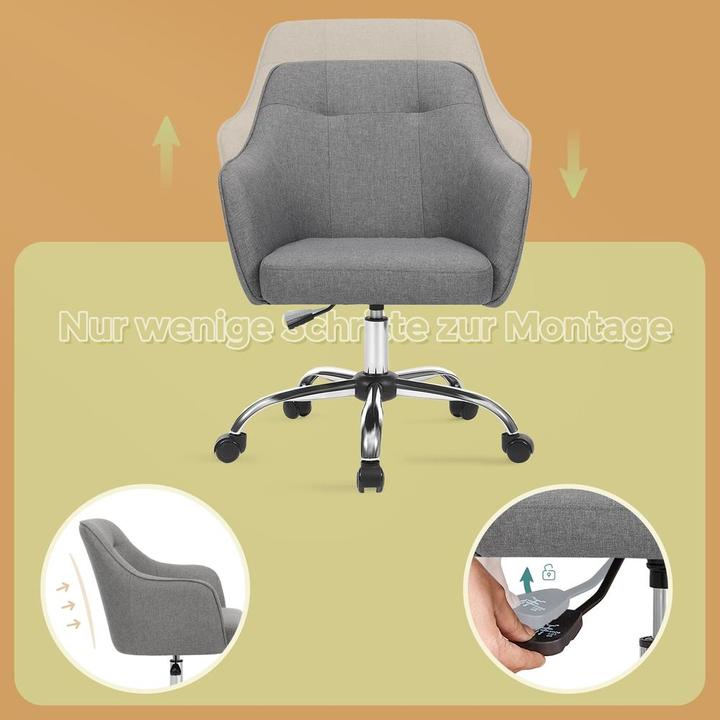 Actual product image Songmics Office chair, OBG019G01V1 grey fabric, silver frame