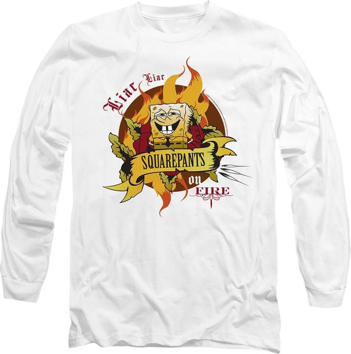 Actual product image Spongebob Squarepants Unisex Adult Liar Liar Pants On Fire T-Shirt (XXL)