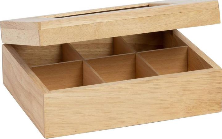 Immagine prodotto Cosy&Trendy Scatola da tè con 6 scomparti, coperchio in vetro, legno, 23,8x18,8 cm