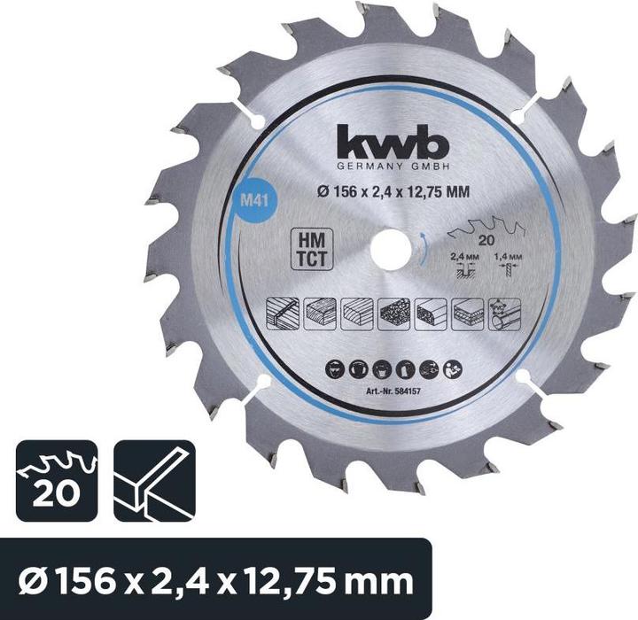 Immagine prodotto kwb Lama circolare HM Medium Ø 156x12,75 Z20