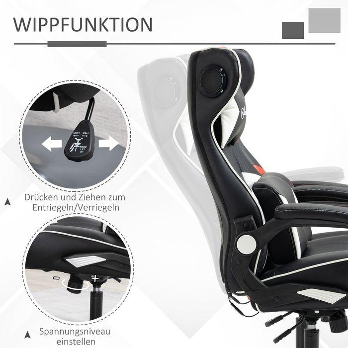 Image du produit Swisshandel24 Chaise de jeu avec fonction bascule Chaise de bureau ergonomique avec haut-parleur Support lombaire