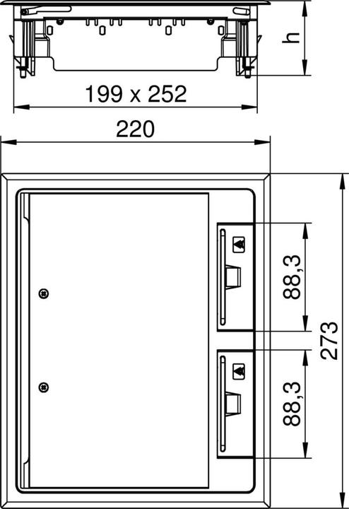 Actual product image OBO Bettermann GES6 U 7011 Service outlet for trunking mounting 273x220x61 PA 7405308