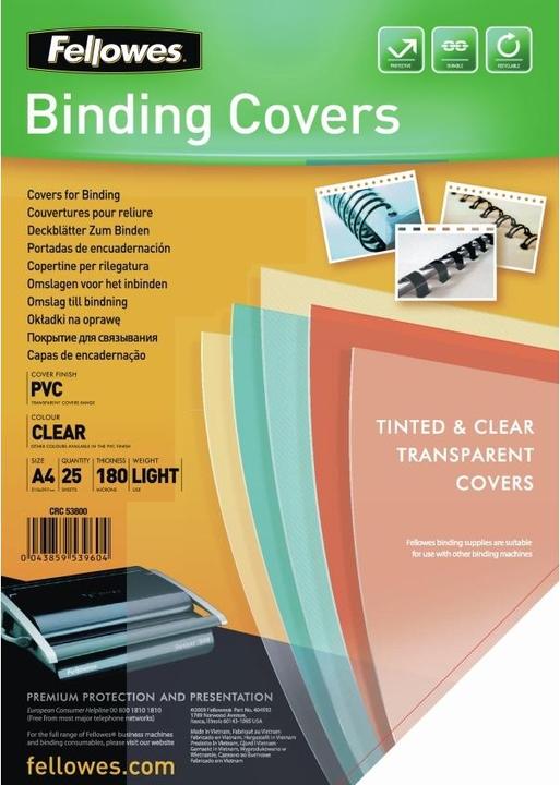 Actual product image Fellowes PVC cover sheets (A4, 180 micron)