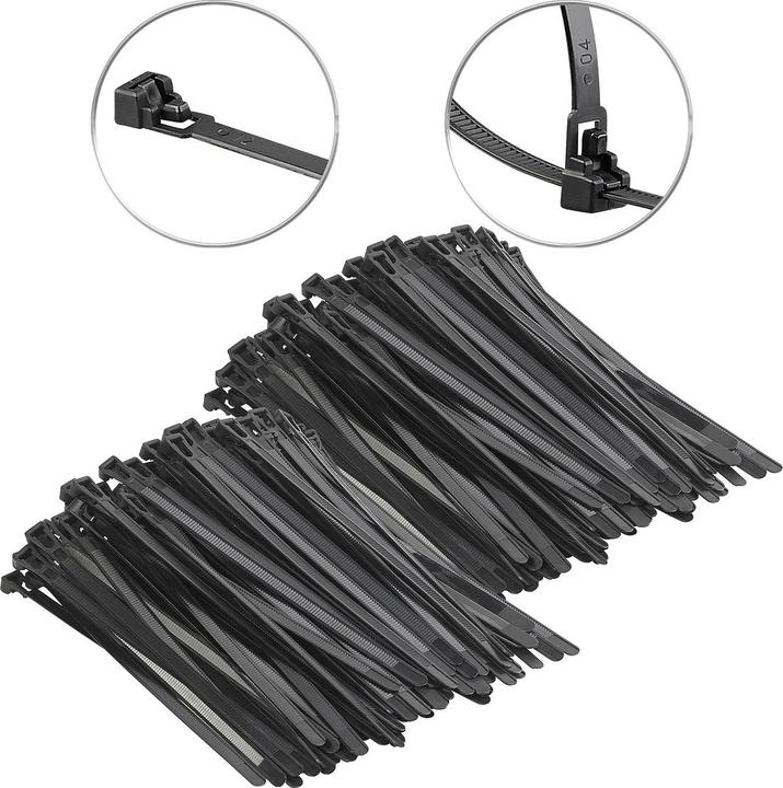 Actual product image AGT Set of 200 resealable cable ties (Plastic cable ties, 200 mm, 200 pcs.)