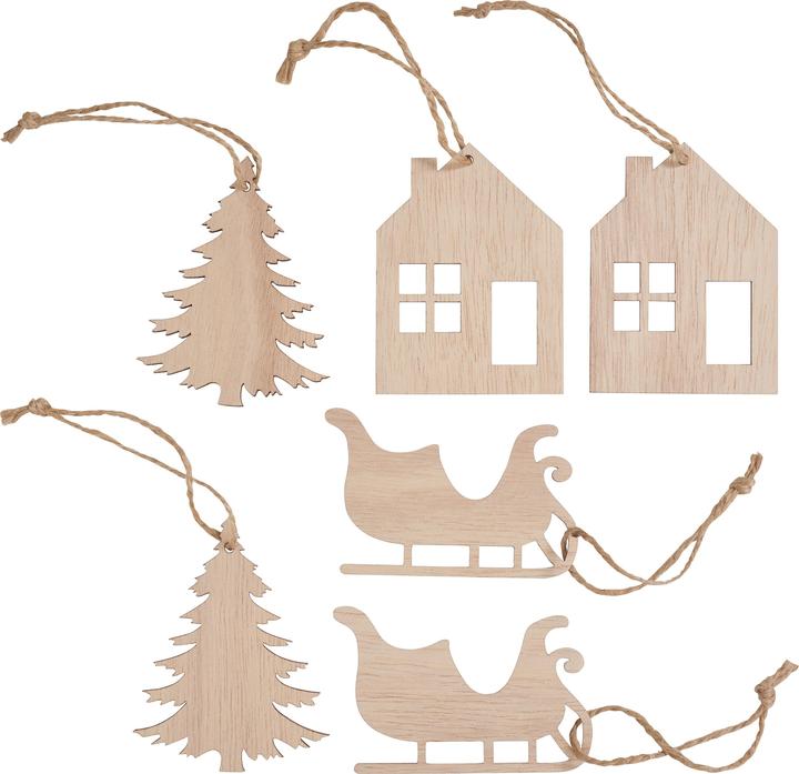Produktbild VBS Holz-Anhänger "Wintermotive", 6 Stück