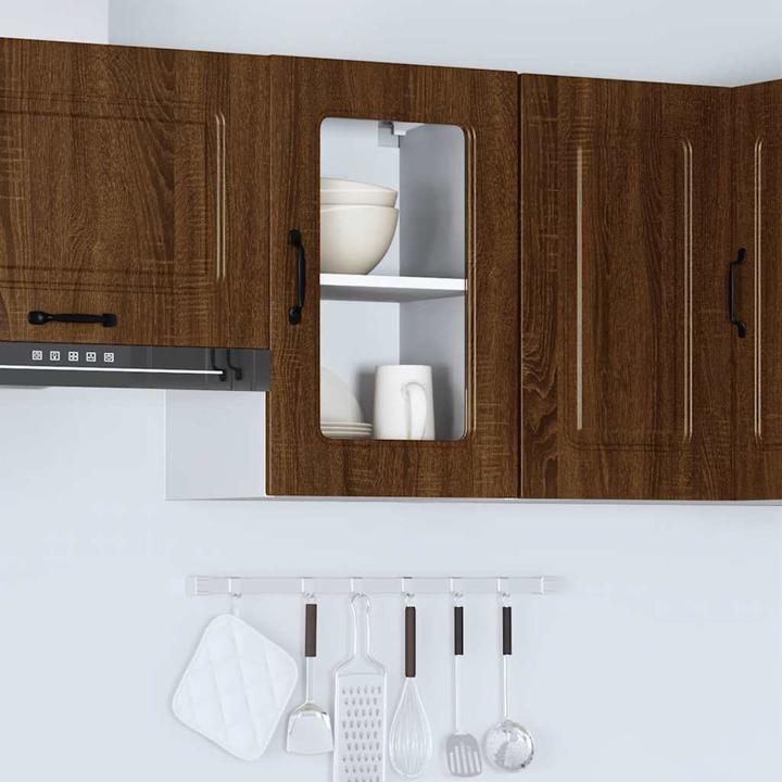 Immagine prodotto VidaXL Pensile da cucina con anta in vetro Kalmar marrone effetto rovere (40 x 31 x 60 cm)