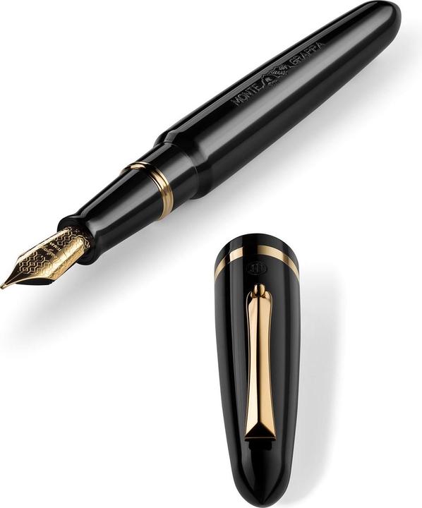 Immagine prodotto Montegrappa Isven3ac Penna Stilografica Venetia, Nera, Oro Giallo, Pennino In Acciaio M