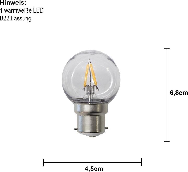 Image du produit Star Trading Ampoule LED B22 G45 Outdoor Lighting PC Cover Filament (B22, 1.40 W, 120 lm, 1 x, F)