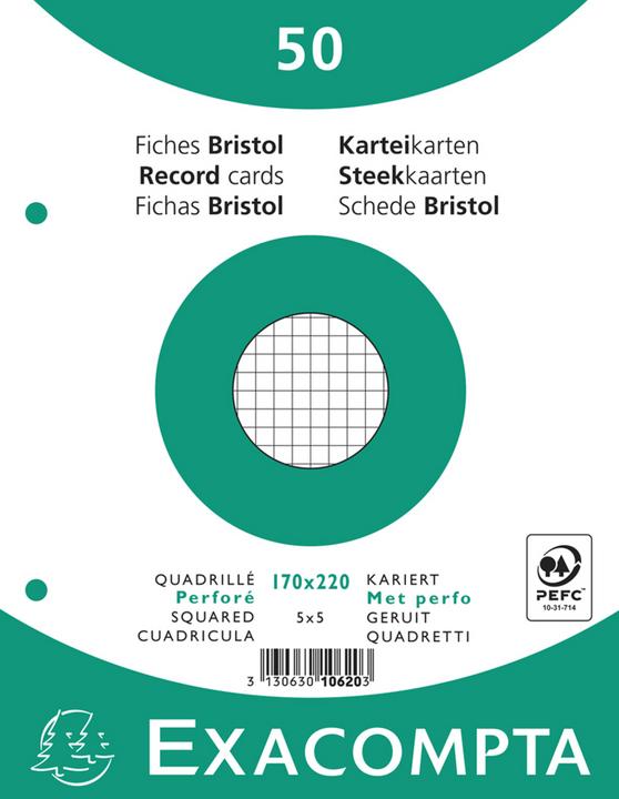 Produktbild Exacompta Karteikarten (170 x 220 mm, 205 g/m², 50 x)