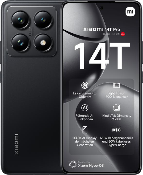 Produktbild Xiaomi 14T Pro + Robot Vacuum X10 Launch Bundle (512 GB, Titan Black, 6.67", Dual SIM, 50 Mpx, 5G)