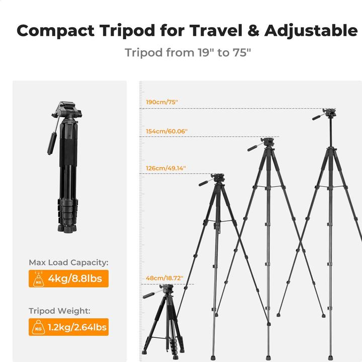 Actual product image K&F Concept S255A3+BV01 Magnesium Aluminum Alloy Tripod (Metal)