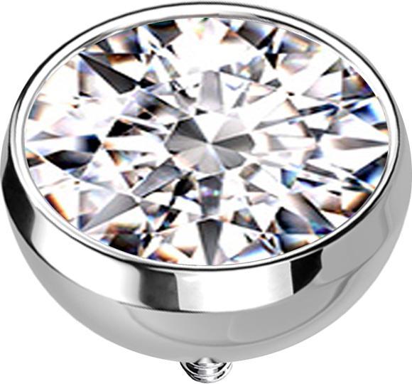 Star Piercing Dermal Anchor Halbkugel silber mit Kristall silber (ohne Messing, Titan G23)