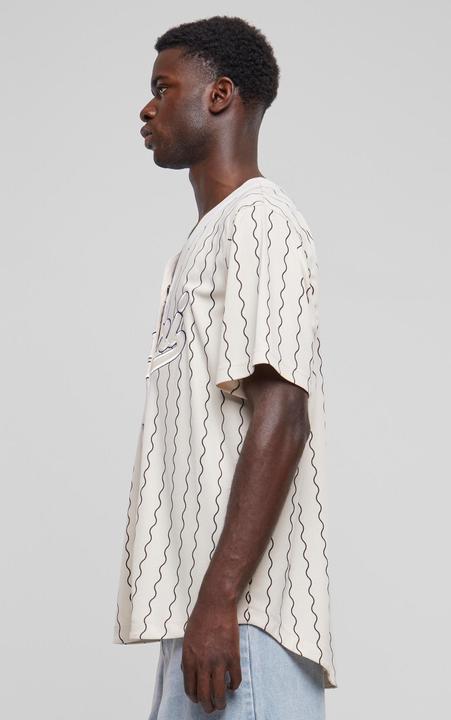 Actual product image Karl Kani KM233-014-1 KK Varsity Ziczac Pinstripe Baseball Shirt (L)
