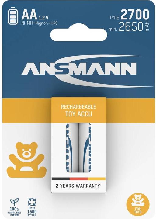 Produktbild Ansmann 1312-0037 Mignon (AA)-Akku NiMH 2650 mAh 1.2 V 2 St. (2 Stk., AA, 2650 mAh)