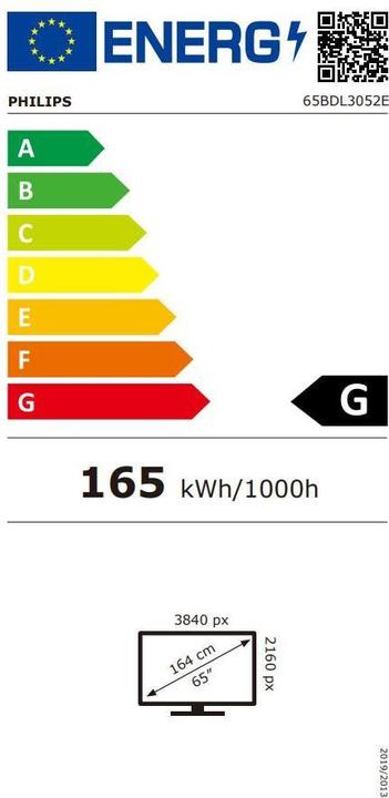Energielabel Philips E-Line 65BDL3052E /UHD/ /Android8.0 (3840 x 2160 Pixels, 65")