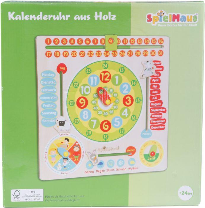 Produktbild Spielmaus SMH Kalenderuhr aus Holz 30x30cm