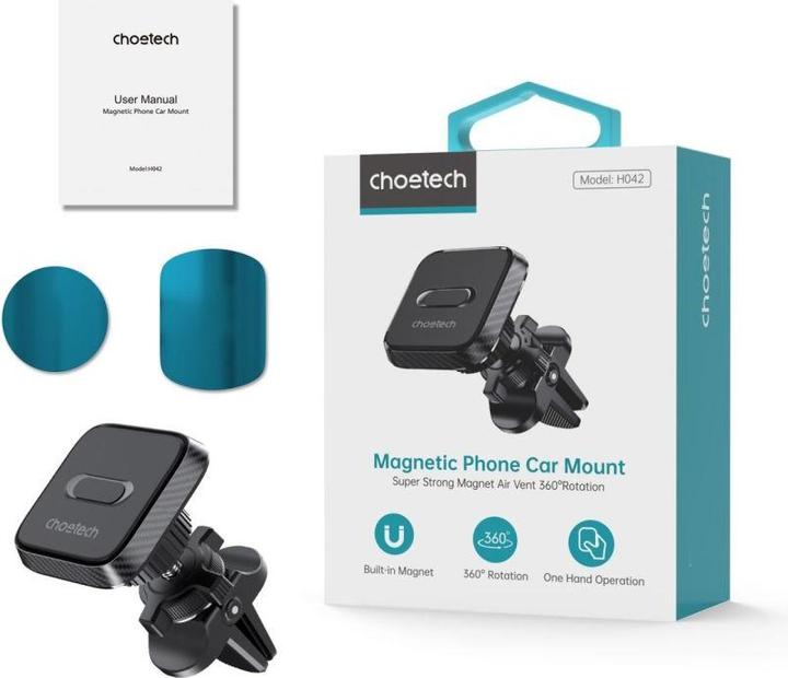 Actual product image Choetech H042 magnetic car holder for air vent - black