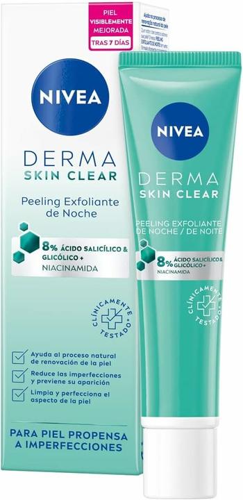 Immagine prodotto NIVEA Derma Ácido Salicílico y Glicólico Peeling Exfoliante Noche 40ml (Esfoliazione, 40 ml)