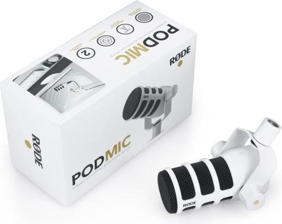Actual product image RØDE Podmic Podcast Microphone White with articulated boom WH