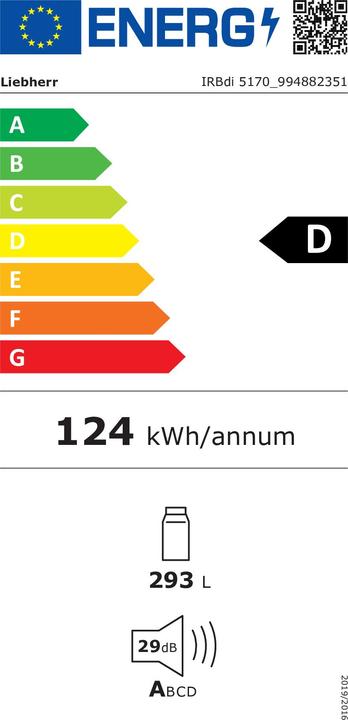 Energy Label Liebherr Integrated refrigerator with BioFresh Professional (293 l)