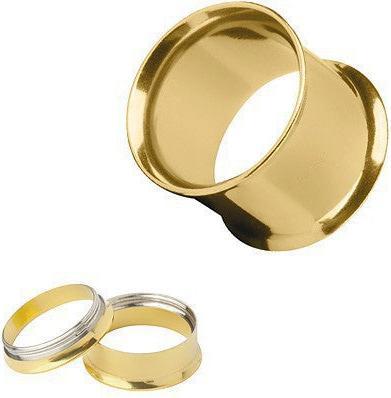 Produktbild Hermex 16mm Ohr Plug Expander Dehnungsstecker Piercing DOUBLE FLARED TUBE Titanium - Goldig (Titan)