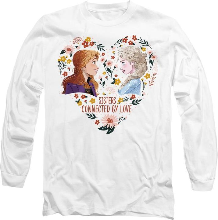 Actual product image Disney Frozen Unisex Adult Sisters Connected By Love Elsa Anna Valentine's Day T-Shirt (M)