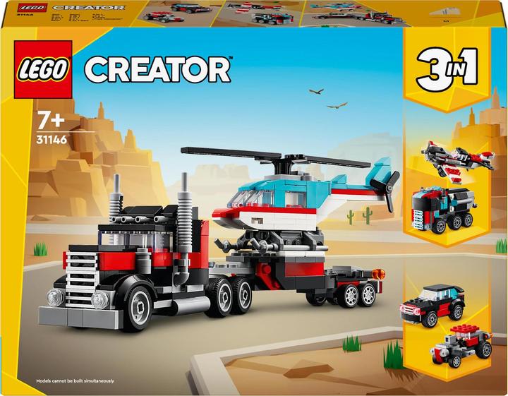 LEGO 31146 Remorque surbaissée avec hélicoptère (31146, LEGO Creator 3-in-1)