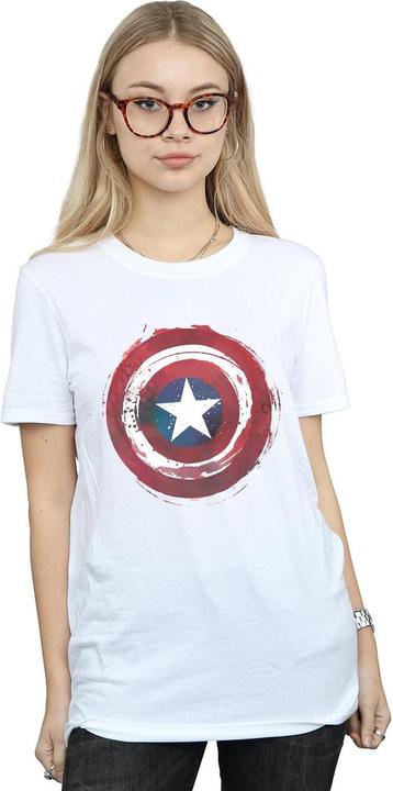 Actual product image Womens/Ladies Captain America Splatter Shield Cotton Boyfriend T-Shirt (M)